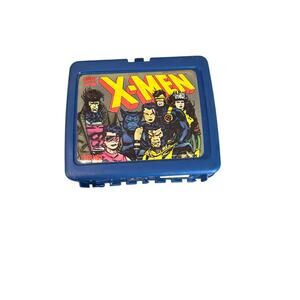 Vintage 1994 Marvel X-Men Thermos Lunch Box - Blue 90s Cartoon Era